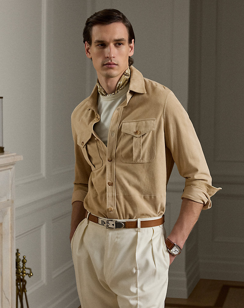 Suede Overshirt Oyster Tan
