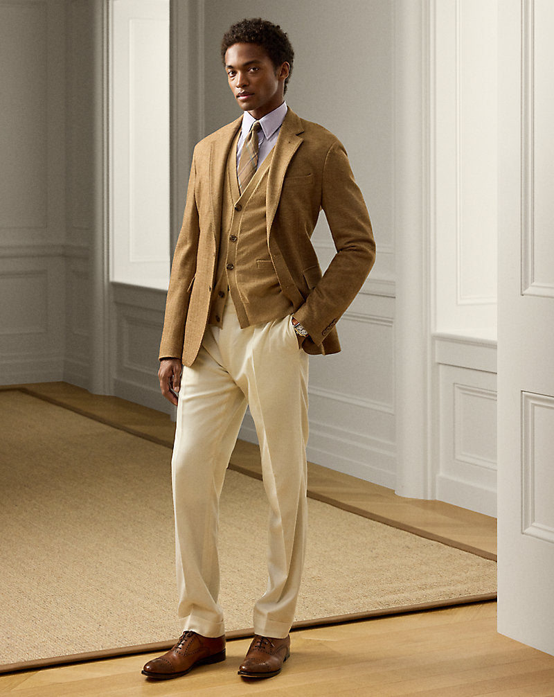 Cashmere V-Neck Cardigan Camel Melange