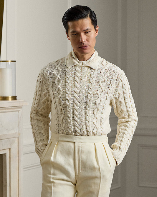 Cable-Knit Cotton-Blend Jumper Classic Cream