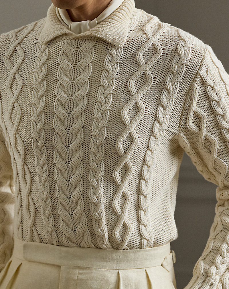 Cable-Knit Cotton-Blend Jumper Classic Cream