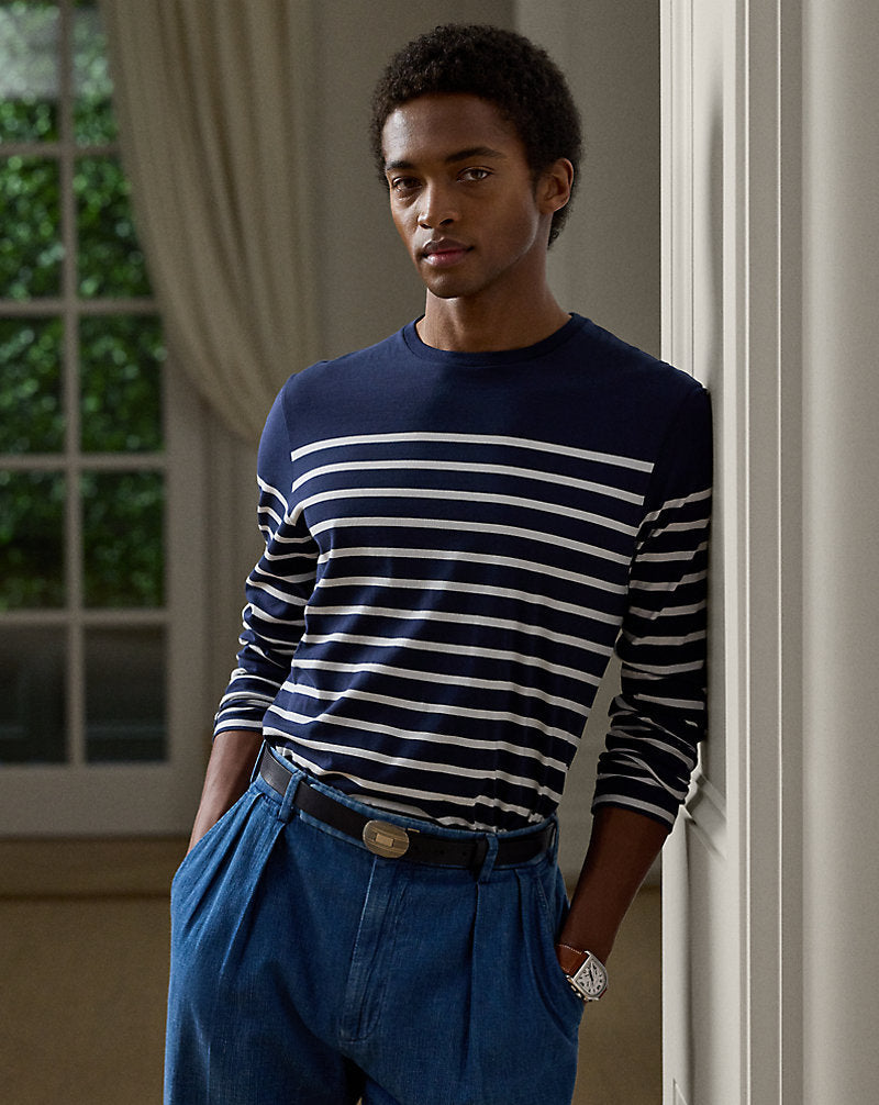 Striped Lisle Long-Sleeve T-Shirt Classic Chairman Navy/dck
