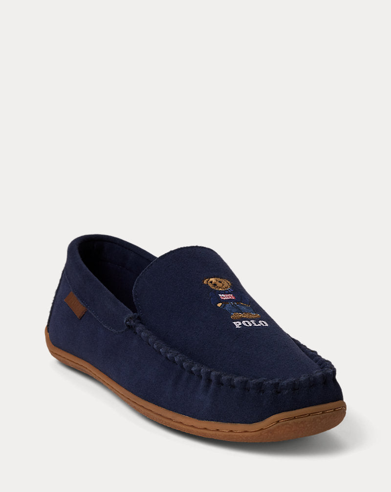 Brenan Polo Bear Suede Slipper Navy Suede W/Bear